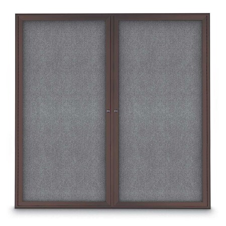 United Visual Products Sliding Door Indoor Enclosed Corkboard, 9 UV9030ACSH-GOLD-BLACK